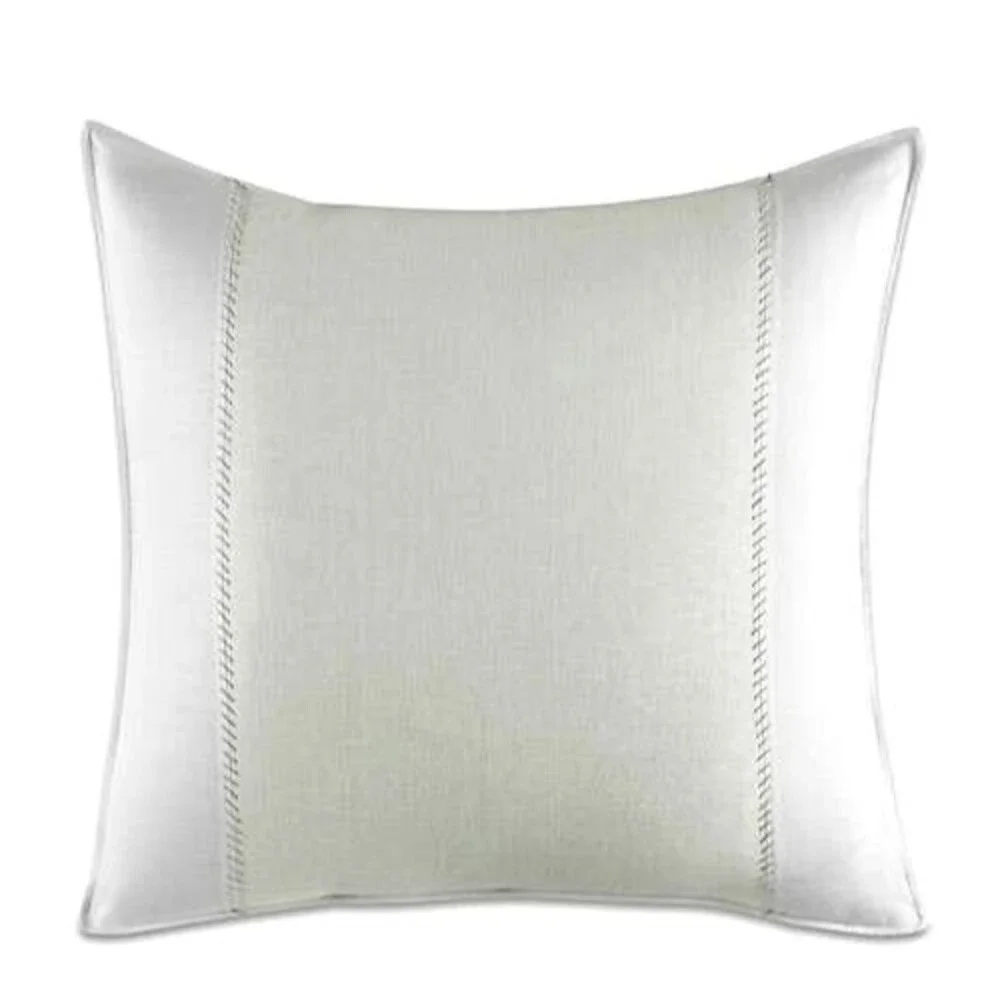 Vera Wang Painted Stripe European Euro Sham Aqua White Ramie Linen Dorm 26x26